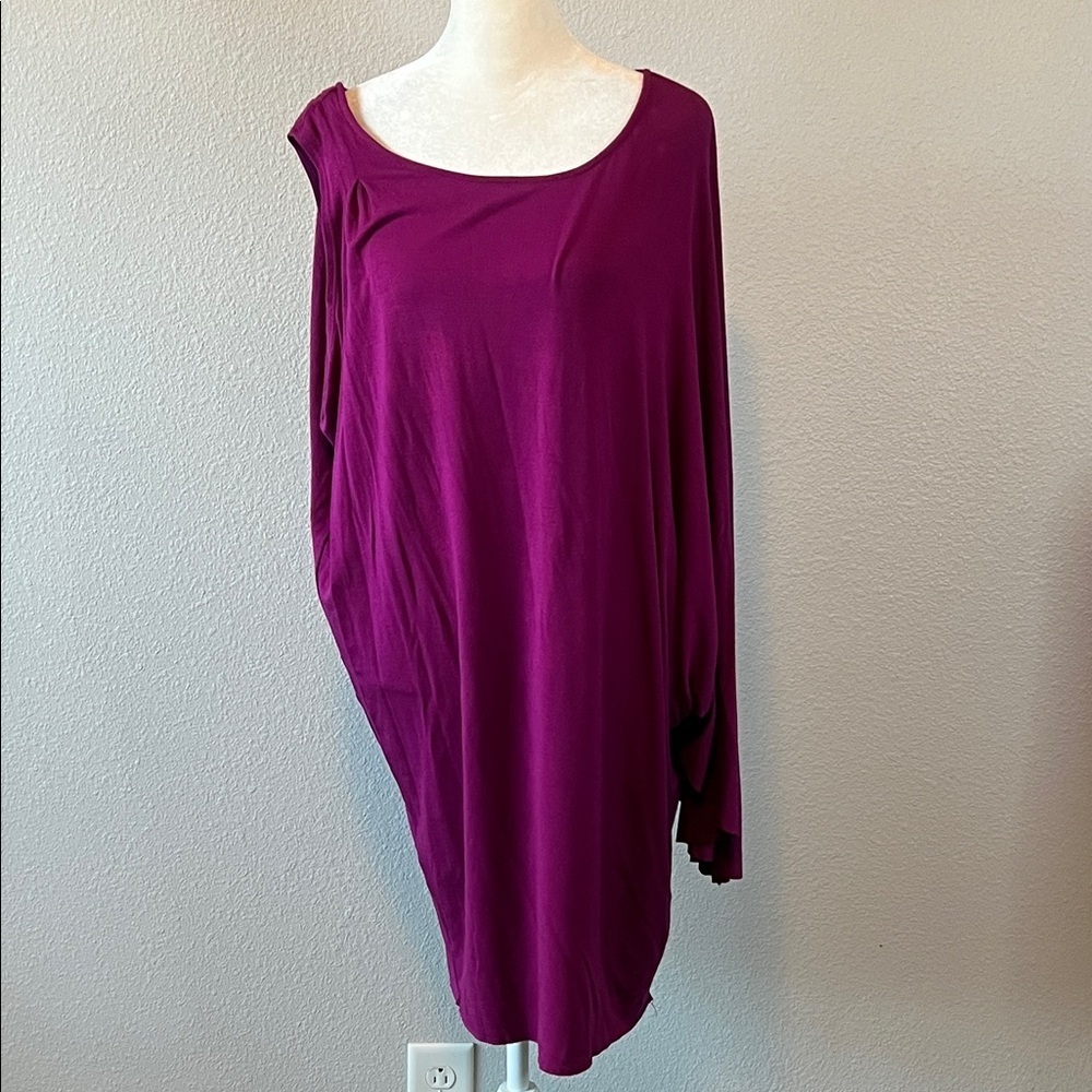 Rachel Pally One Shoulder Cape Jersey Mini Dress Purple Size Medium *Flaw